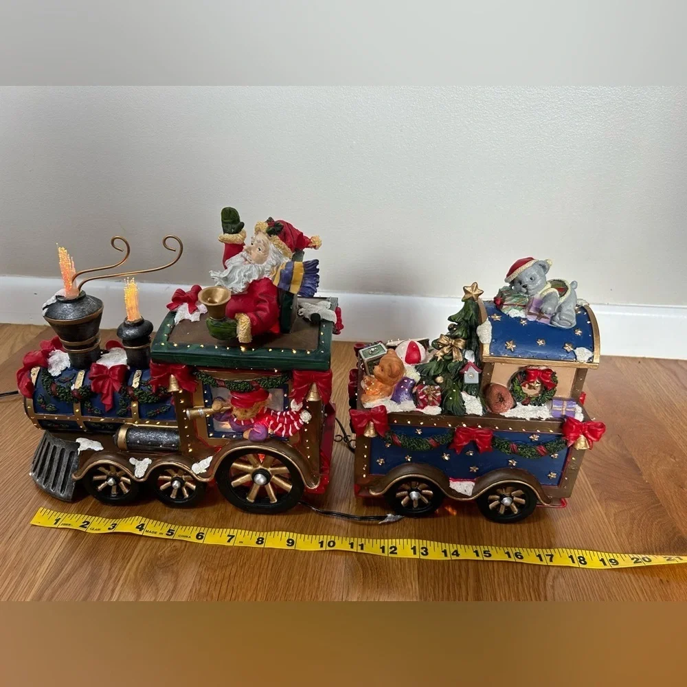 Vintage Target 2005 2-Pc Fiber Optic Santa Claus Christmas Train Color Changing